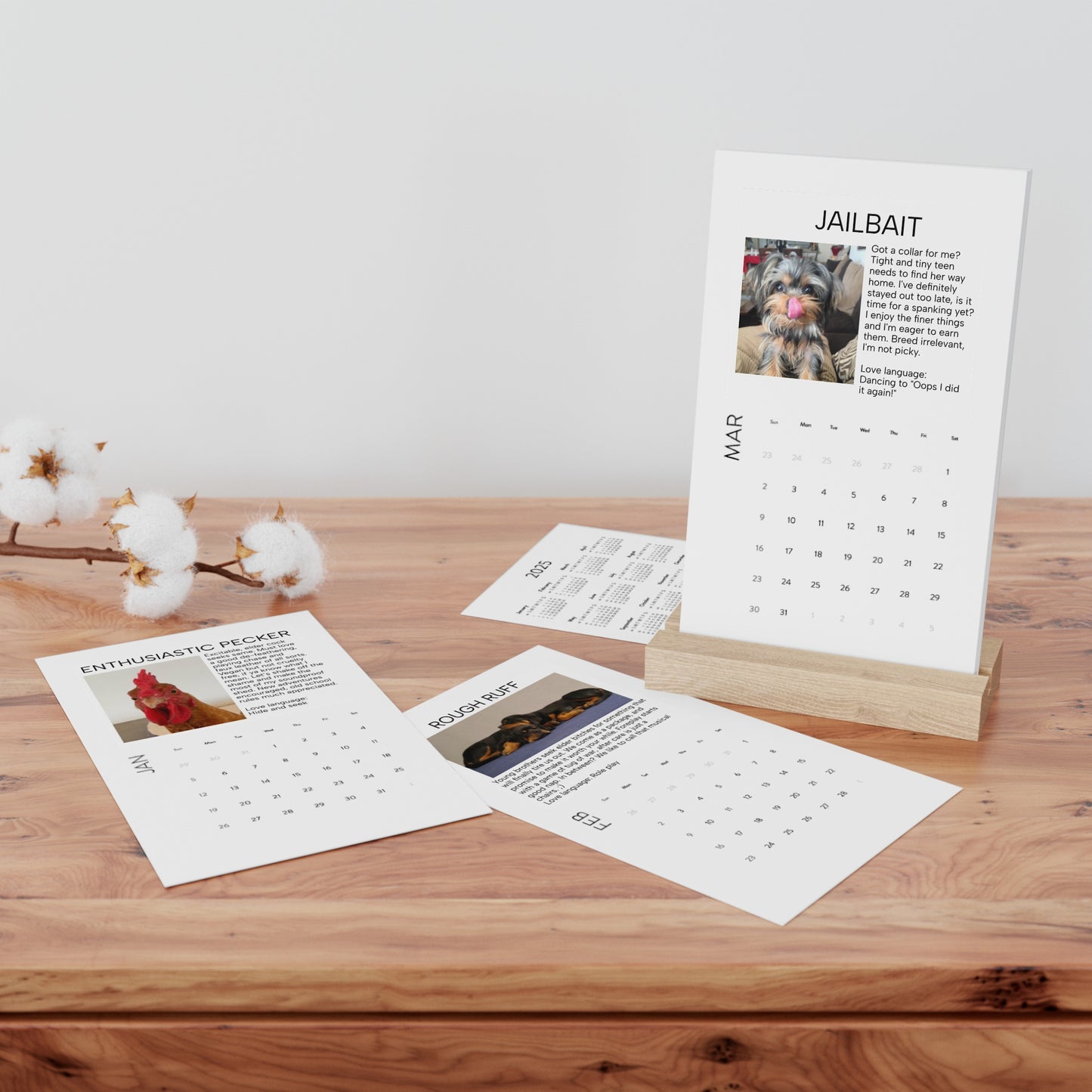 Housebroken: Personal Ads for Pets - 2024 Desk Calendar with Stand